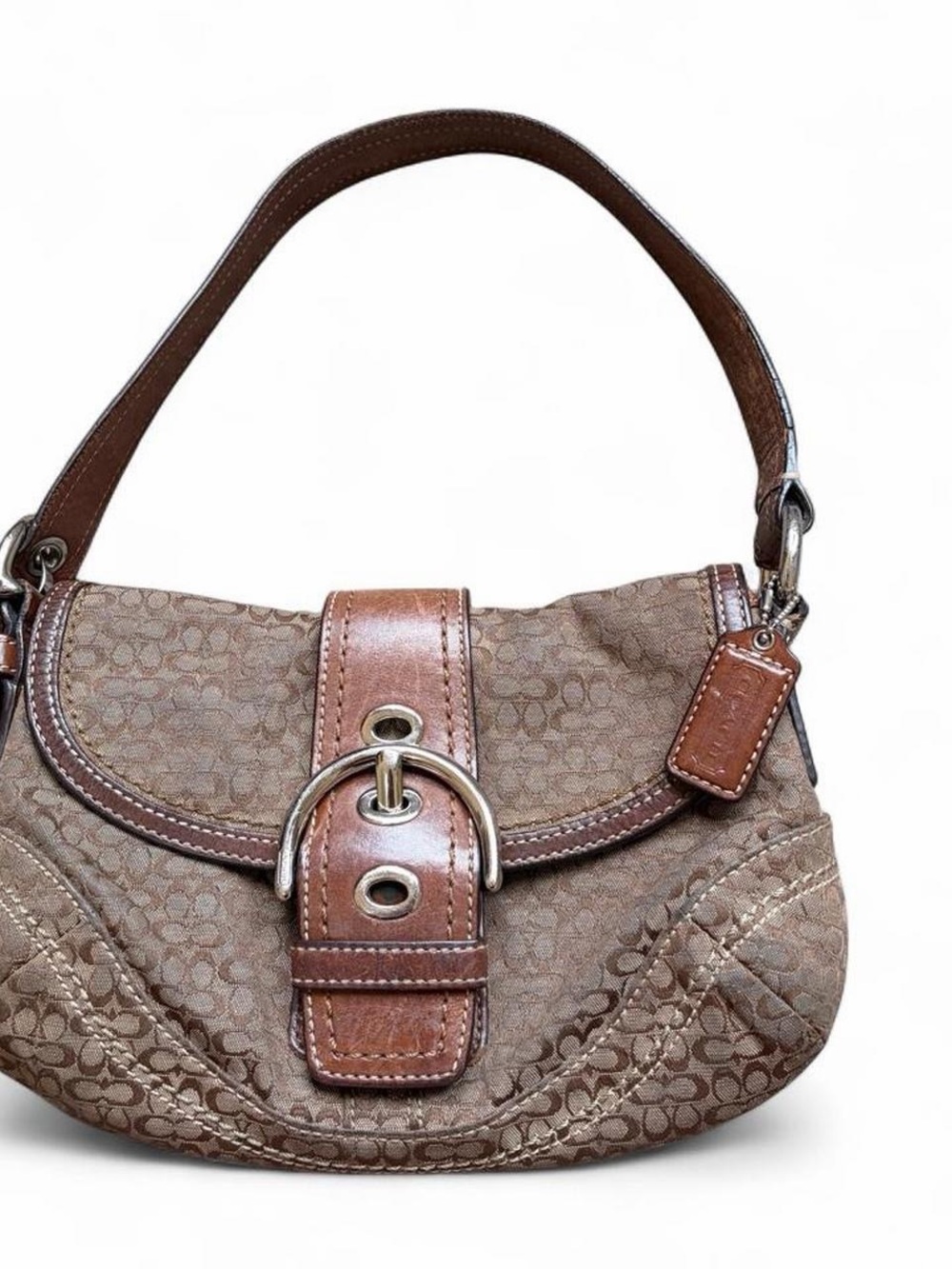 Coach Tan & Brown Signature Canvas Shoulder Bag